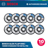 Bosch Alox Flap Disc - 100mm Standard for Metal P60 - Set of 10